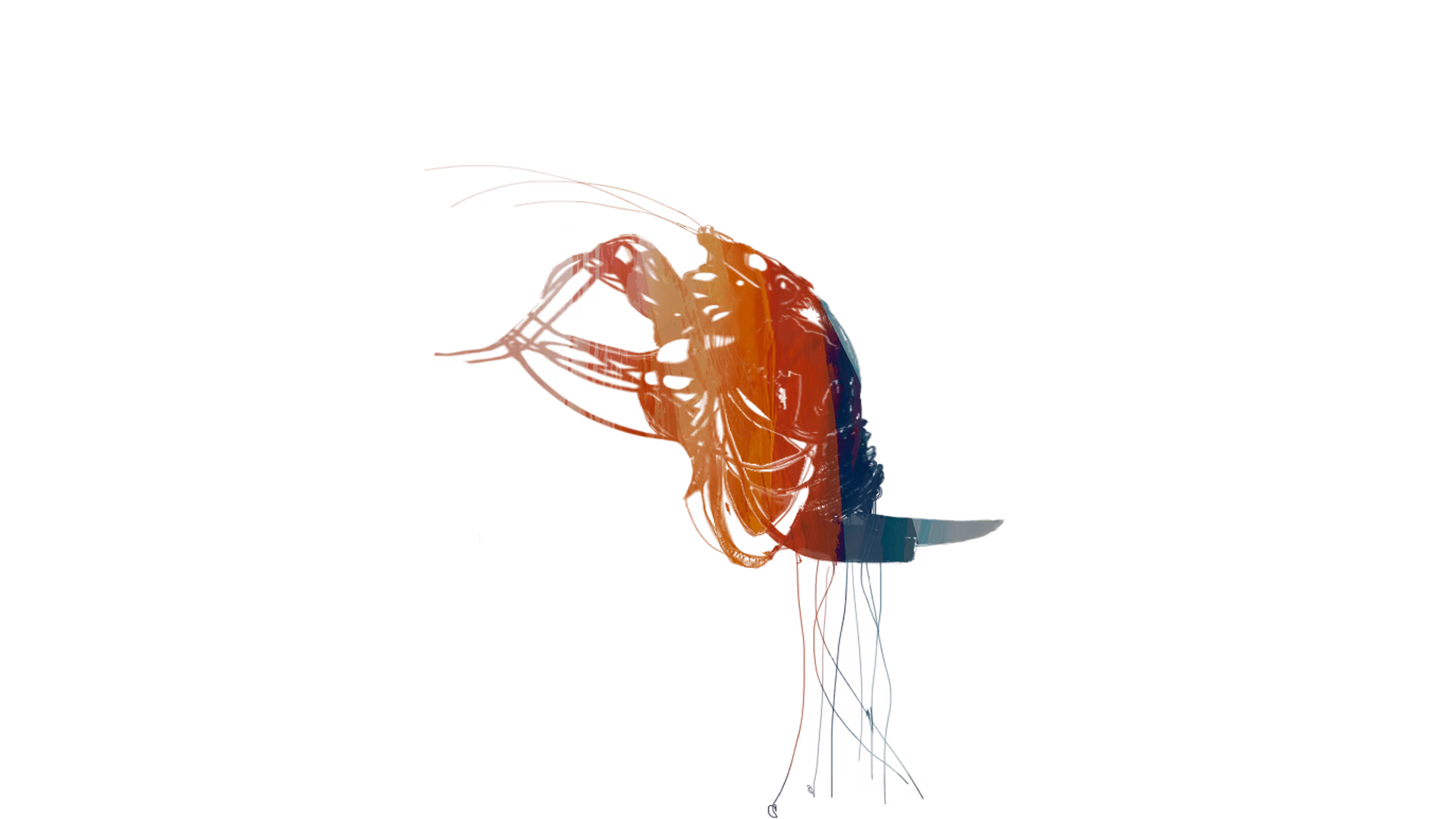 Drawing of a blue and orange elephant to illustrate the Eponym album